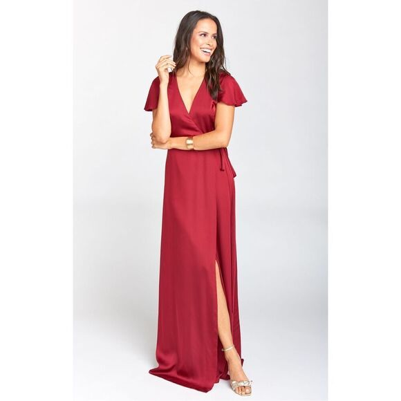 NWT Show Me Your MuMu Noelle Satin Wrap Dress Red Luxe XXXL - Picture 4 of 12